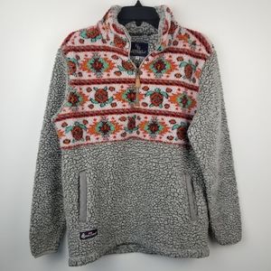 Simply Southern fleece sherpa turtle Aztec quarter zip pullover S